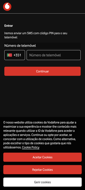 PT Entrar Pin submit Vodafone 1